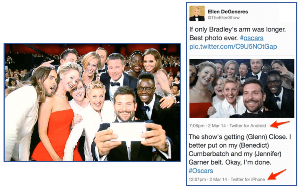 Ellen DeGeneres Samsung vs iPhone Fai