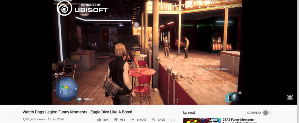 Screenshot of a sponsored video with Ubisoft promoting Watch Dogs Legion - Source YouTube.com-VanossGaming